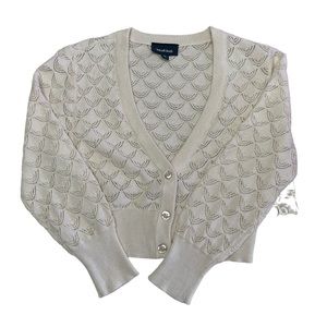 Modcloth charter club pointelle cropped ecru cardigan NWT women's size M